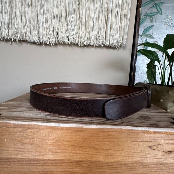 Fossil Brown Full Grain Genuine Leather Heavy Distressed Brass Buckle Size 36 - Picture 7 of 9